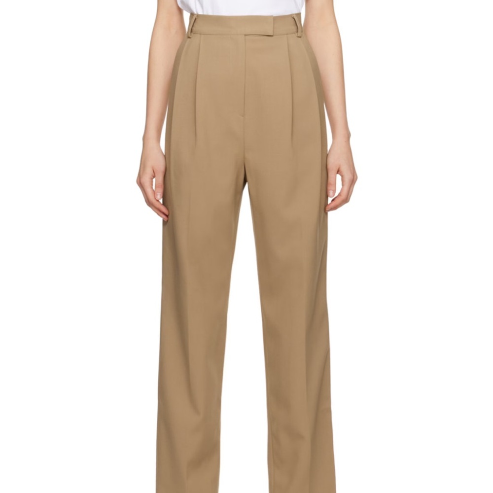 Frankie Shop Bea trousers. Tan color that matches the Bea blazer.